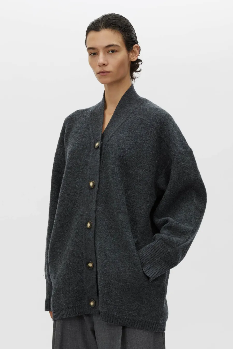 Rohan Boiled Merino Knit Cardigan Charcoal Melange