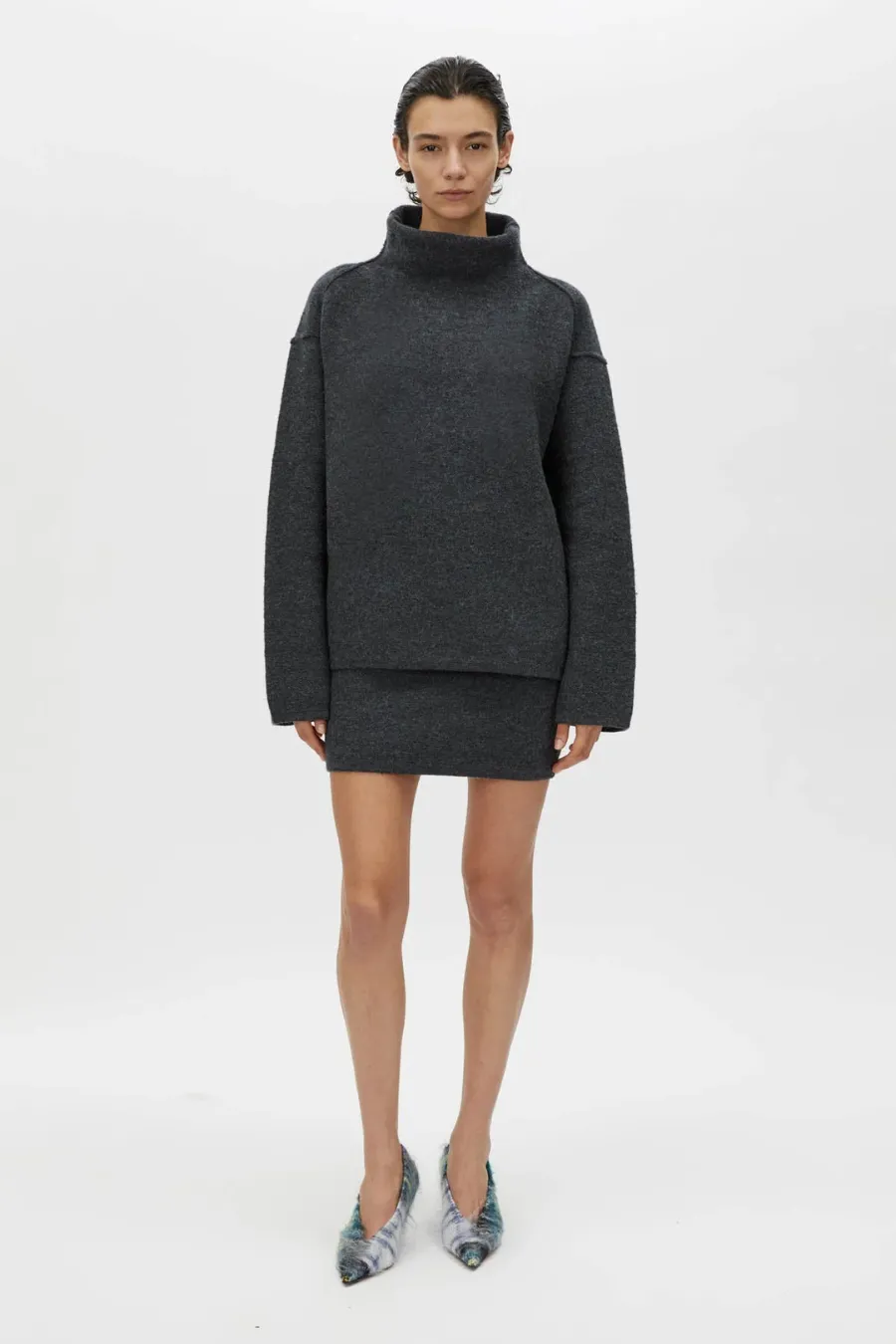 Rohan Knit Funnel Neck Sweater Charcoal Melange