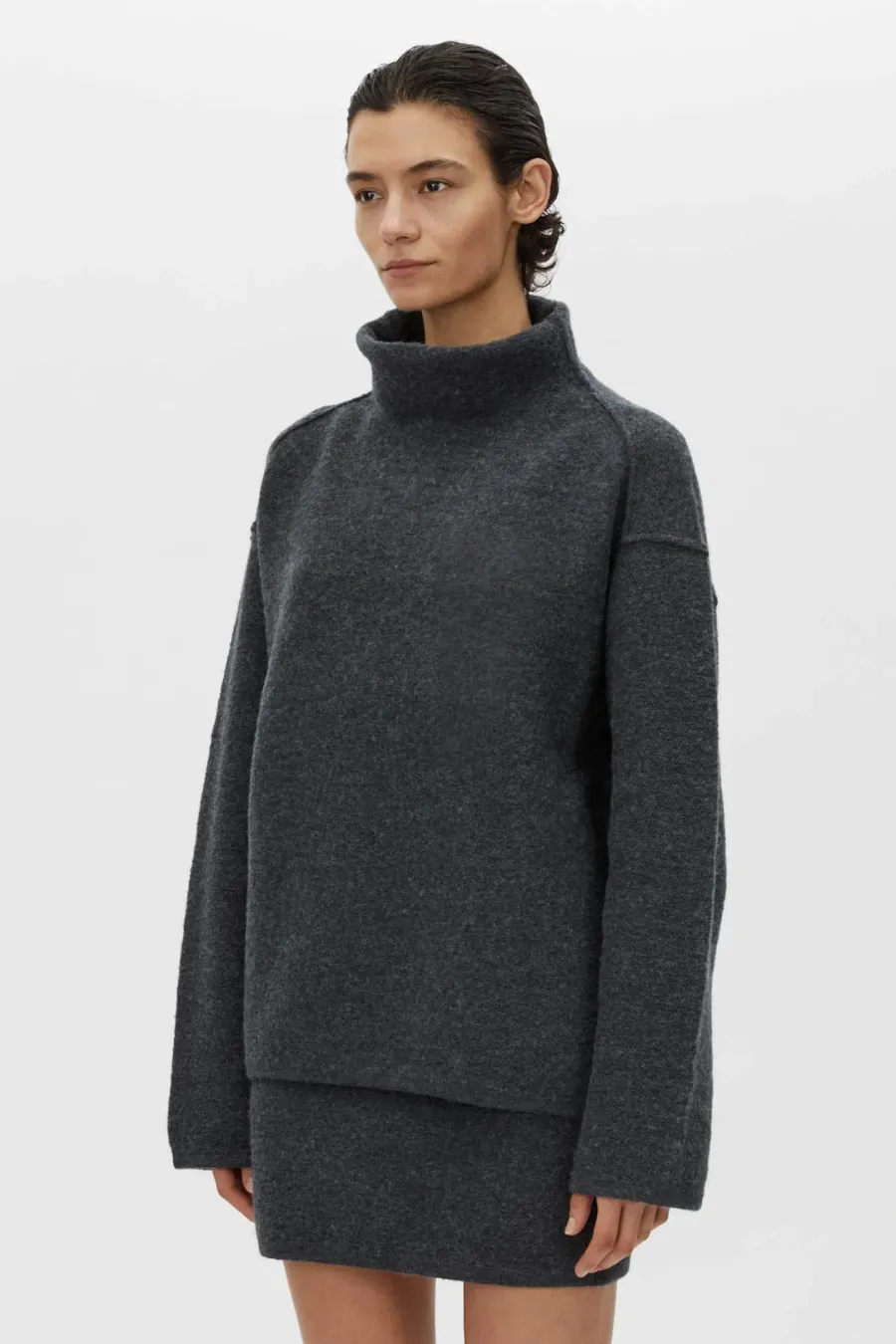 Rohan Knit Funnel Neck Sweater Charcoal Melange