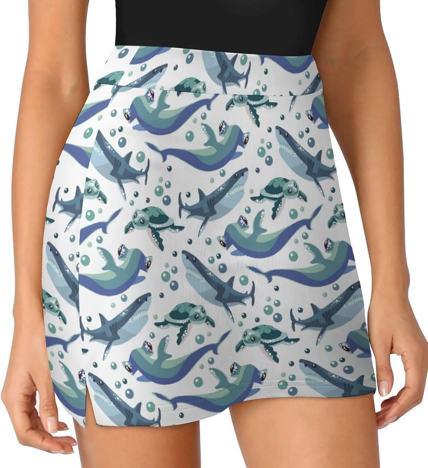 Santa Claus Pattern Mini Pleated Skirts for Women Sexy Mini Skirt Short Cargo Skirt Skater A-line Pleated Skirt