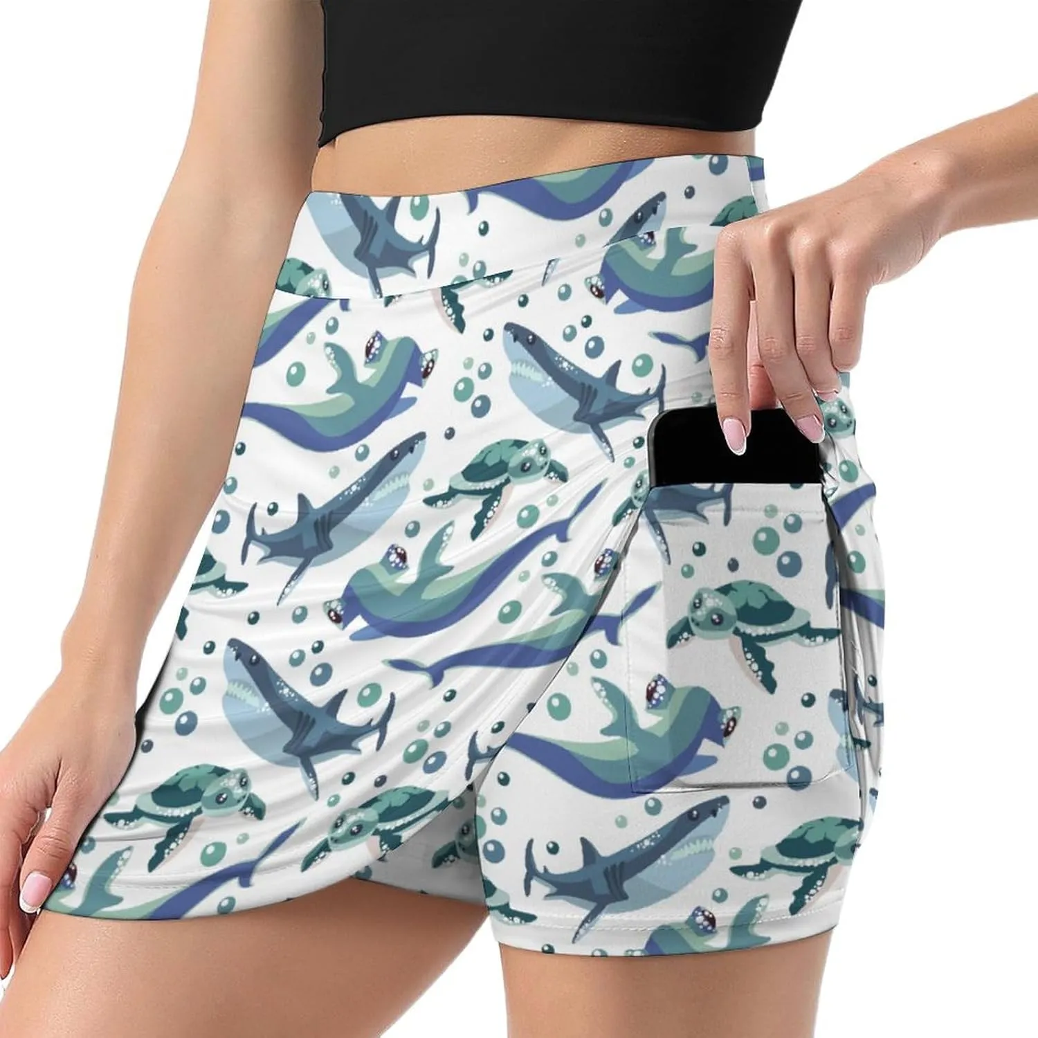 Santa Claus Pattern Mini Pleated Skirts for Women Sexy Mini Skirt Short Cargo Skirt Skater A-line Pleated Skirt