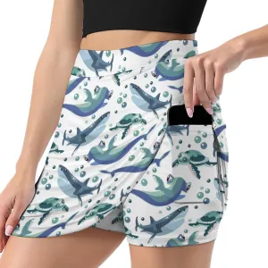 Santa Claus Pattern Mini Pleated Skirts for Women Sexy Mini Skirt Short Cargo Skirt Skater A-line Pleated Skirt