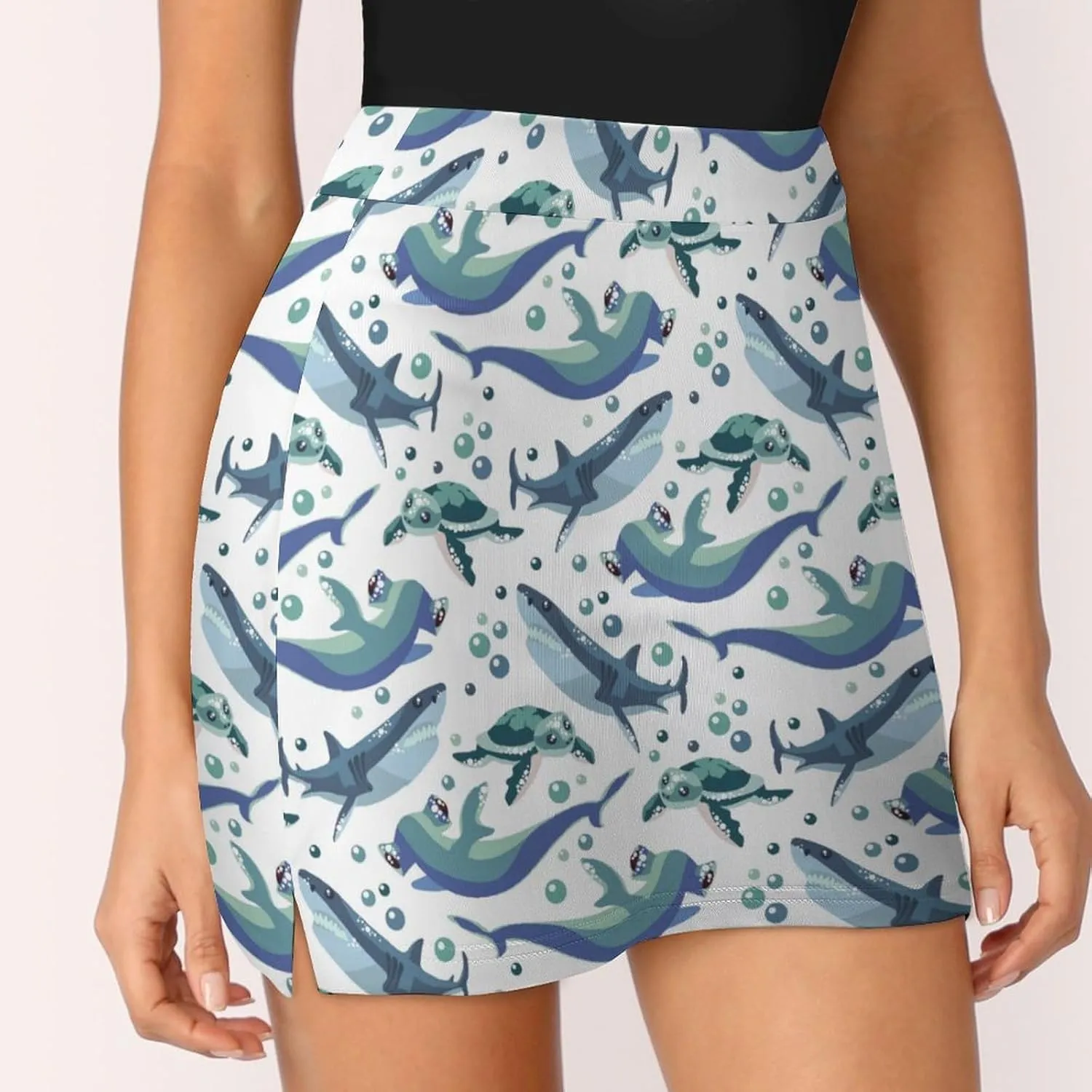 Santa Claus Pattern Mini Pleated Skirts for Women Sexy Mini Skirt Short Cargo Skirt Skater A-line Pleated Skirt