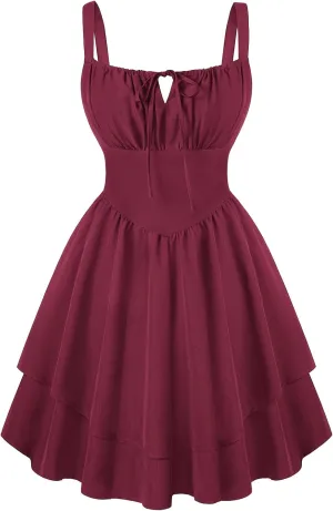 Scarlet Darkness Mini Corset Dress for Women Teens Ruffle Sundress Homecoming Dresses