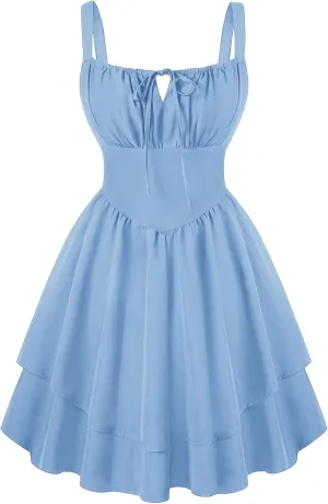 Scarlet Darkness Mini Corset Dress for Women Teens Ruffle Sundress Homecoming Dresses