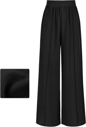 SeSe Code Womens Wide Leg Trousers Pants Waffle Knit Lounge Palazzo Pant High Waisted Casual Slacks with Pockets