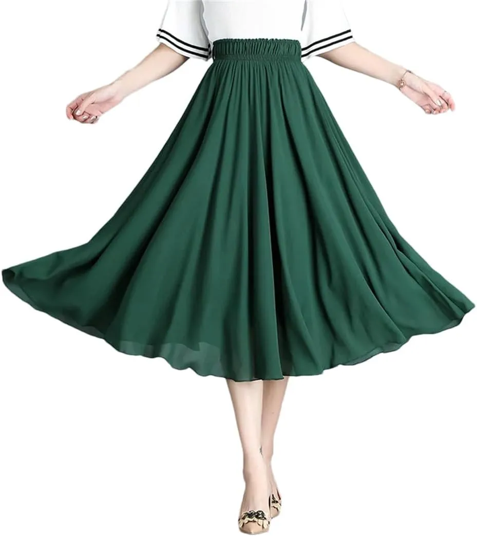 Skirts for Women Midi Pleated Skirt Women Long A-Line Skirt High Waist Skirts