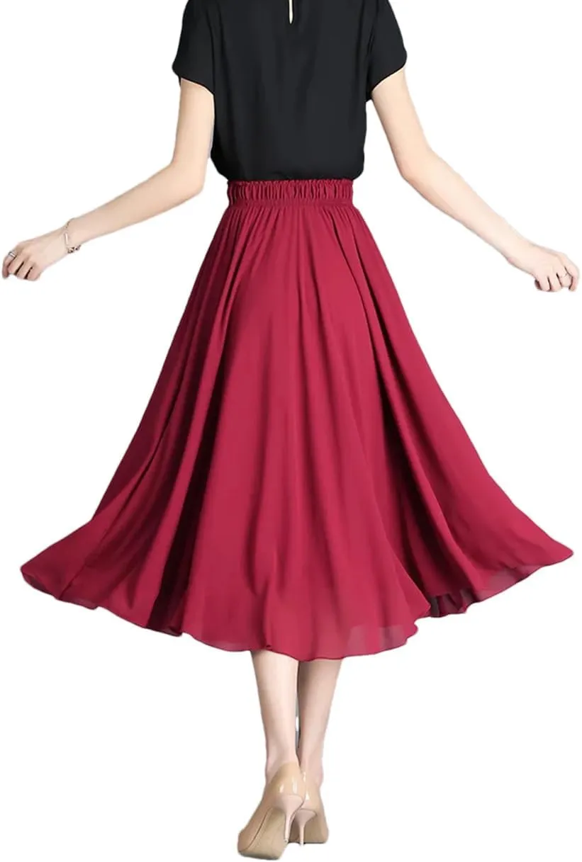 Skirts for Women Midi Pleated Skirt Women Long A-Line Skirt High Waist Skirts