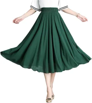 Skirts for Women Midi Pleated Skirt Women Long A-Line Skirt High Waist Skirts
