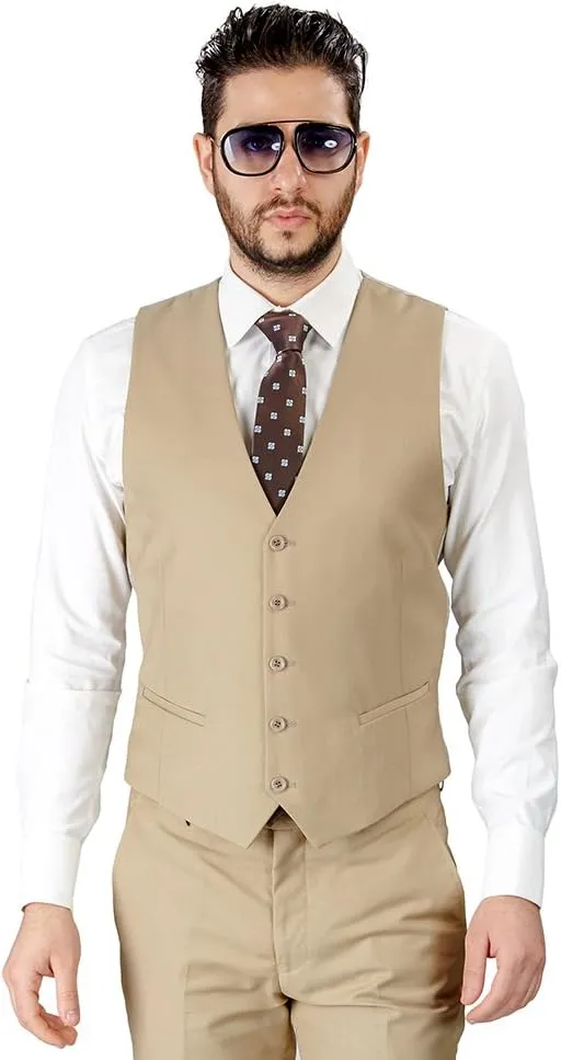 Slim Fit Men Suit Tan Beige 2 Button Notch Lapel AZAR 4030-10