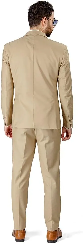 Slim Fit Men Suit Tan Beige 2 Button Notch Lapel AZAR 4030-10