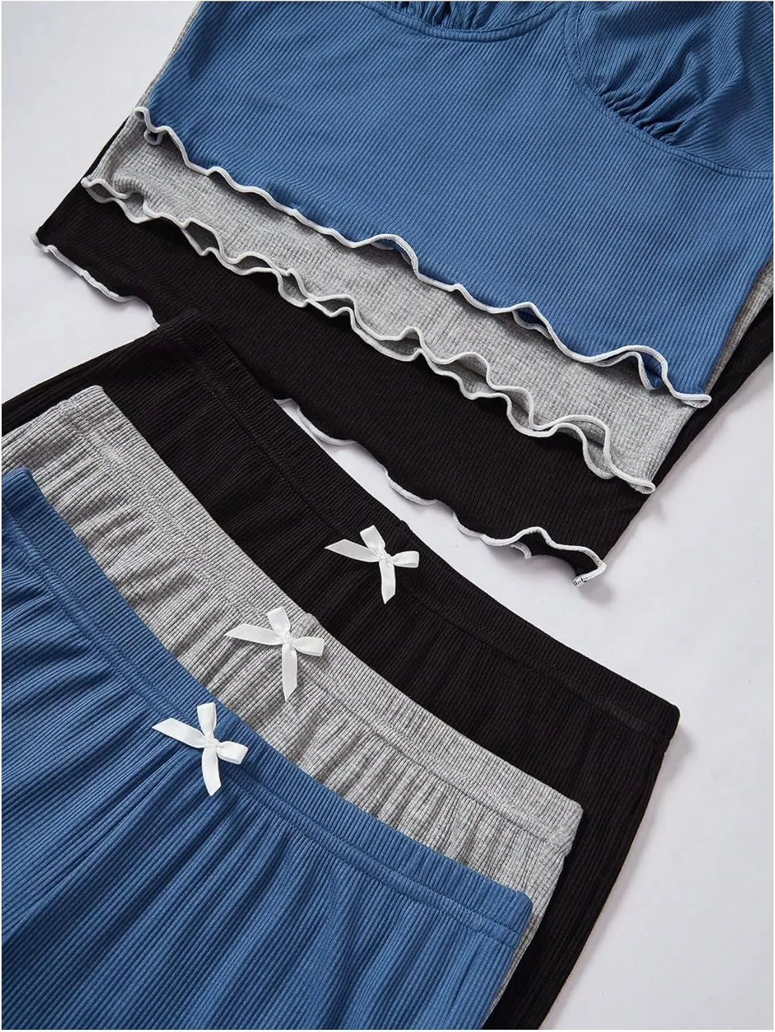 SOLY HUX Women's 3 Sets Cami Pajamas Sleeveless Camisole Top and Pants PJ Set Loungewear