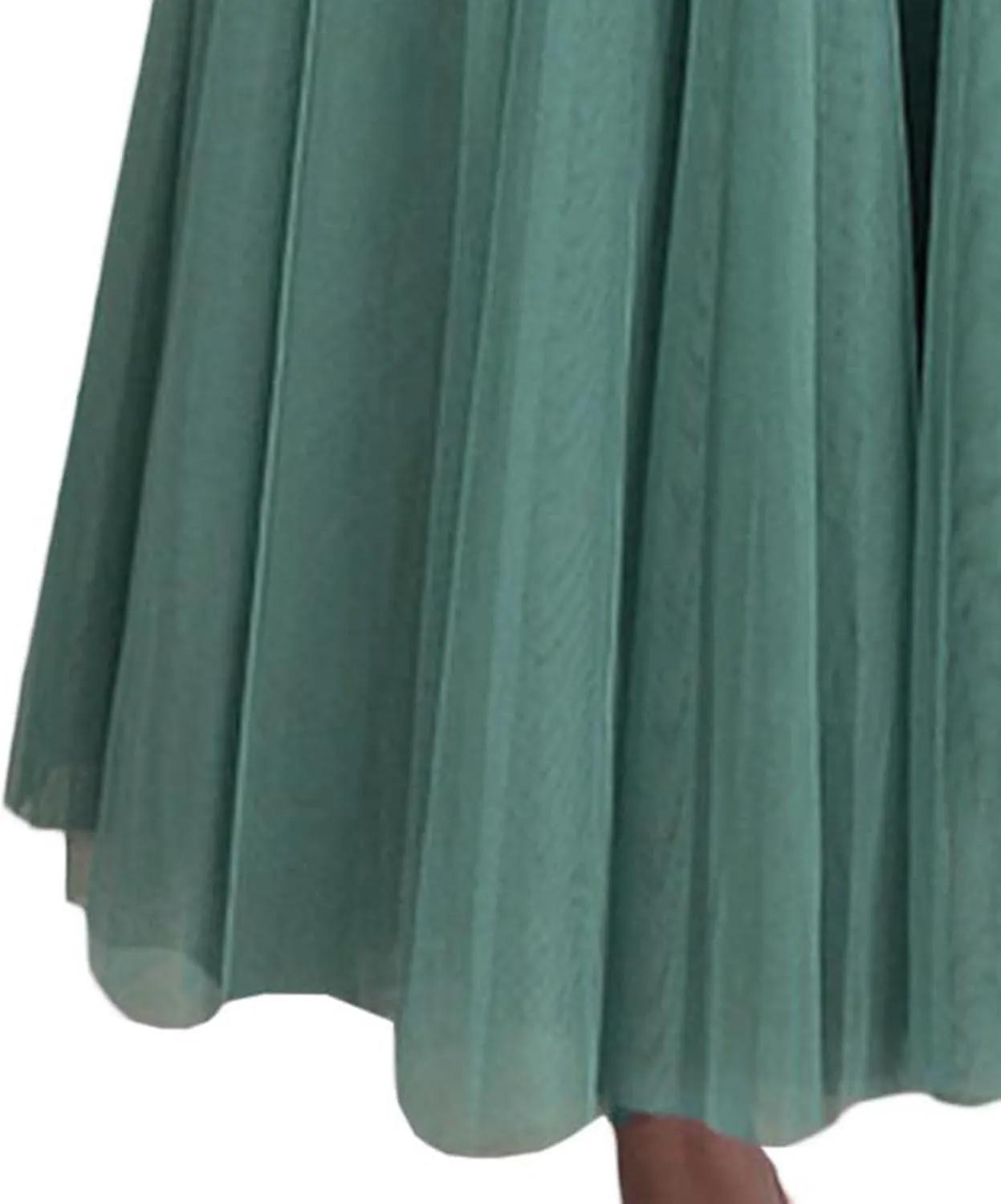 SOMTHRON Women's Tutu Tulle Skirt Elastic High Waist Layered Skirt Plain Mesh A-Line Midi Pleated Skirt