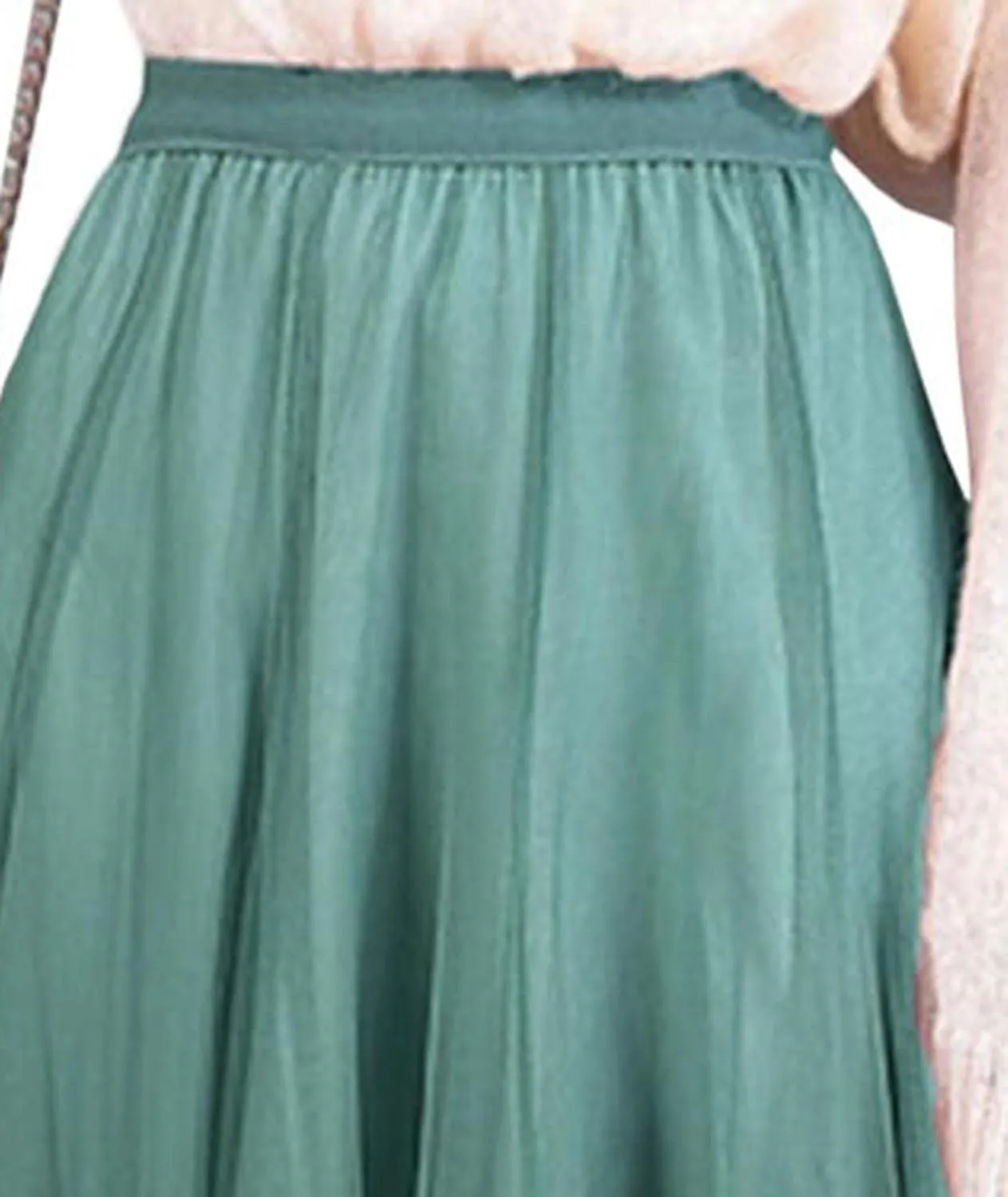 SOMTHRON Women's Tutu Tulle Skirt Elastic High Waist Layered Skirt Plain Mesh A-Line Midi Pleated Skirt