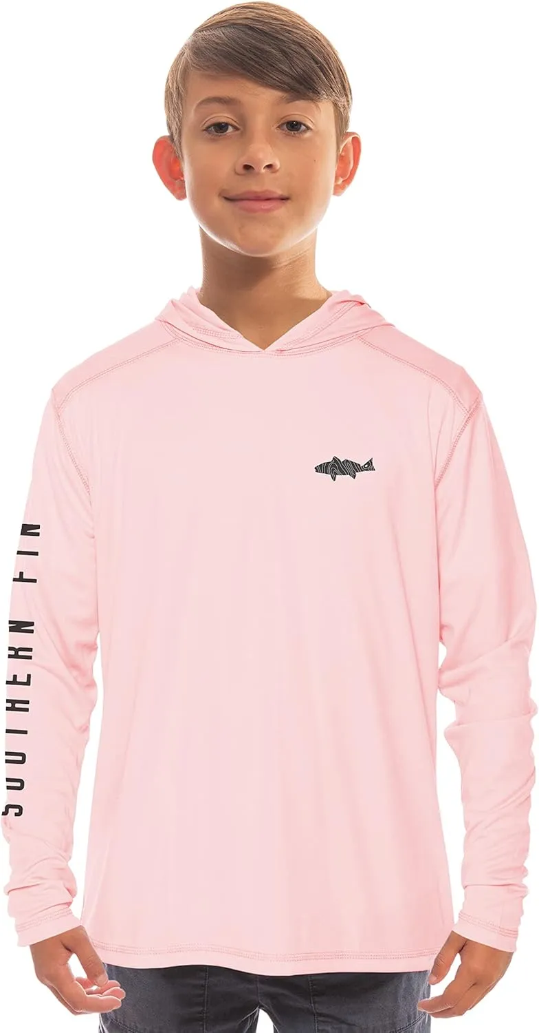 Southern Fin Apparel Kids Fishing Hoodie Shirt Long Sleeve UV UPF SPF Sun Protection Youth Boys Girls