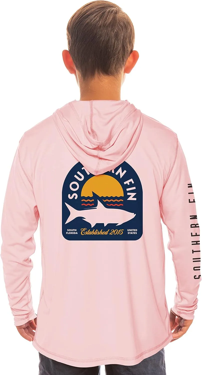 Southern Fin Apparel Kids Fishing Hoodie Shirt Long Sleeve UV UPF SPF Sun Protection Youth Boys Girls