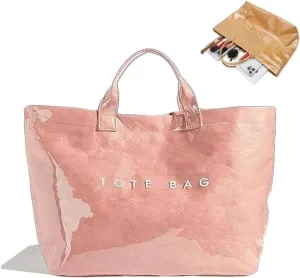 Stellaya women's letter print tote bag, Stellaya Tote Bag, Fashion Large Handle PVC Kraft Paper Handbag
