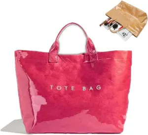 Stellaya women's letter print tote bag, Stellaya Tote Bag, Fashion Large Handle PVC Kraft Paper Handbag