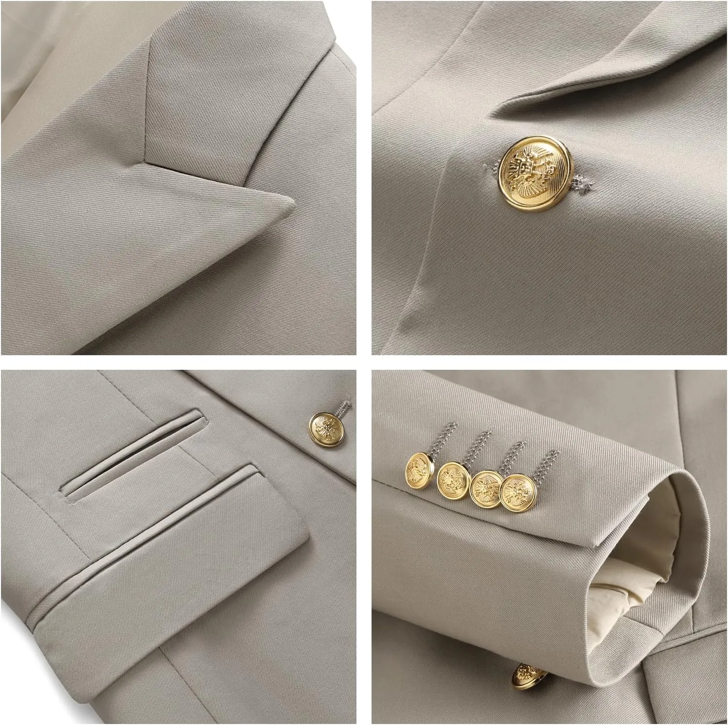 Suit for Men Solid Double Breasted 2 Piece Tuxedo Set Regular Fit Peak Lapels Jacket and Pants