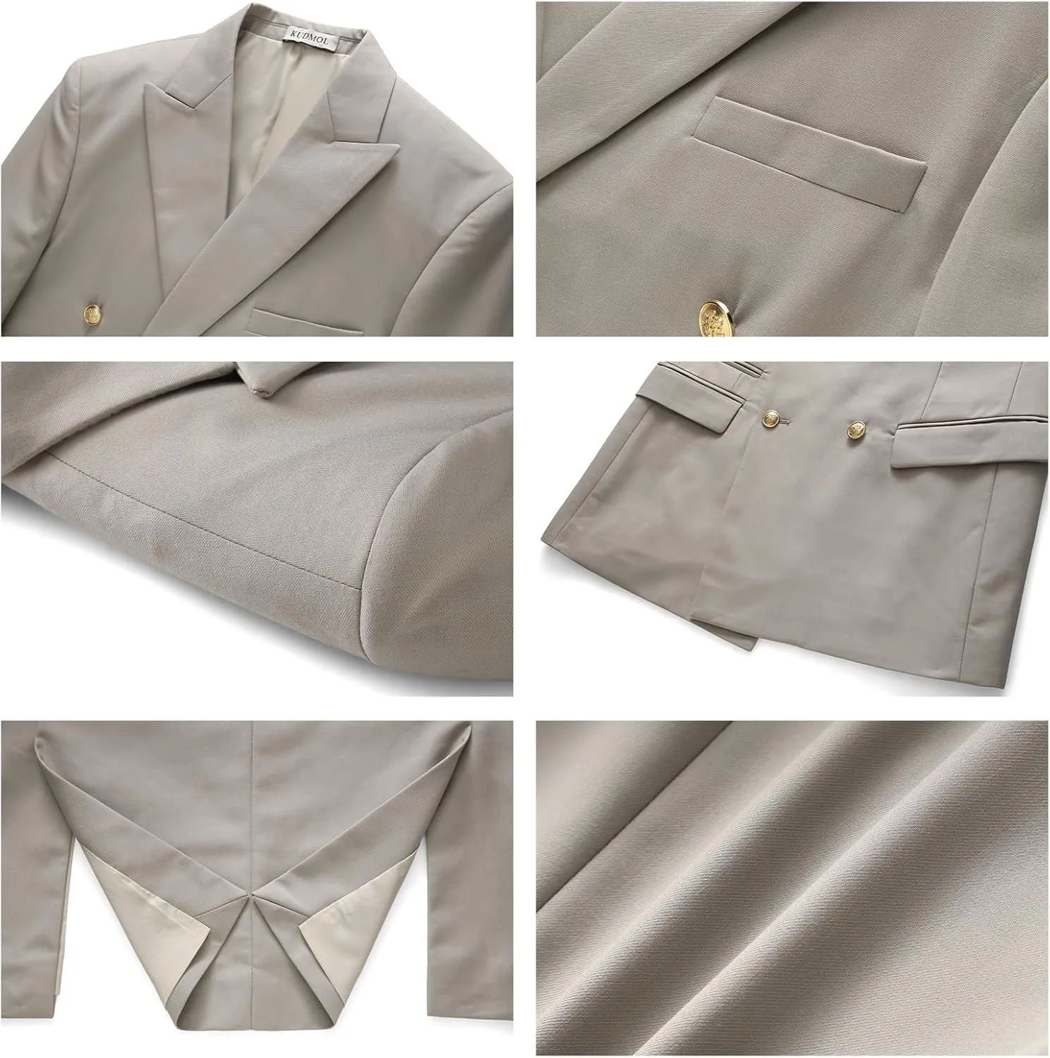 Suit for Men Solid Double Breasted 2 Piece Tuxedo Set Regular Fit Peak Lapels Jacket and Pants