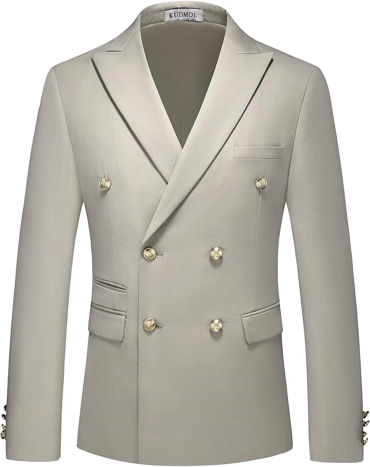 Suit for Men Solid Double Breasted 2 Piece Tuxedo Set Regular Fit Peak Lapels Jacket and Pants