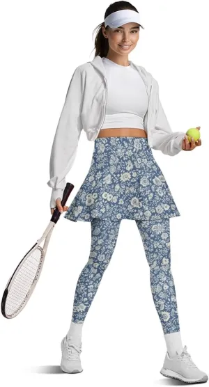 Sunflower Summer Gym Workout Outfits Leggings, Skull Yoga Running Casual Golf Tennis Legging High Waisted Skirts