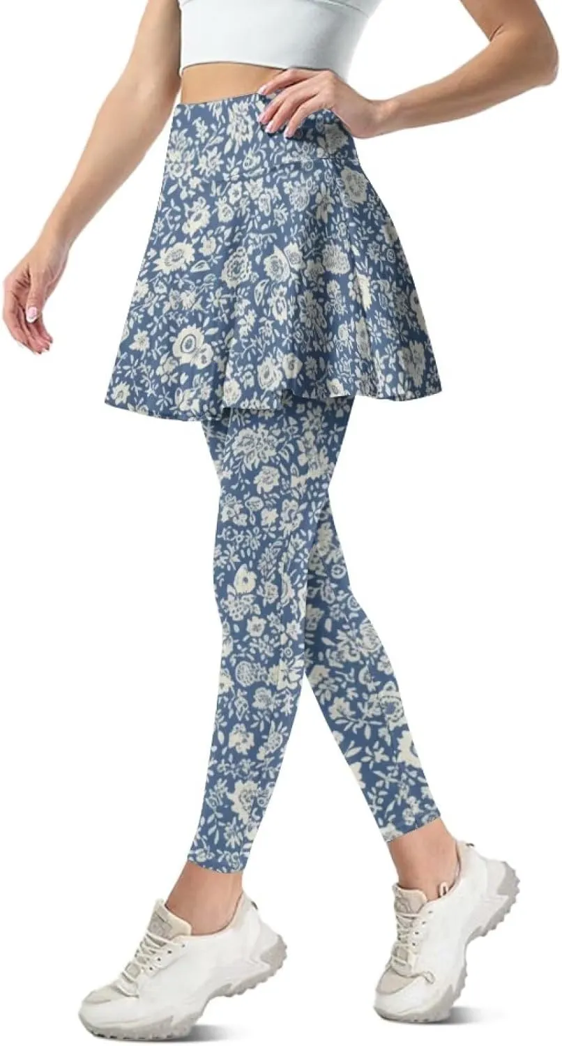 Sunflower Summer Gym Workout Outfits Leggings, Skull Yoga Running Casual Golf Tennis Legging High Waisted Skirts