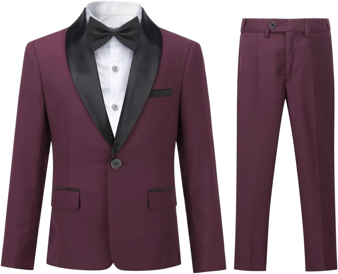 SWOTGdoby Boys Suits 2 Piece Slim Fit Suit Set Shawl Lapel Blazer Tux Jacket Pants Formal Dress Tuxedo Suits for Boy