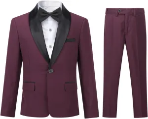SWOTGdoby Boys Suits 2 Piece Slim Fit Suit Set Shawl Lapel Blazer Tux Jacket Pants Formal Dress Tuxedo Suits for Boy