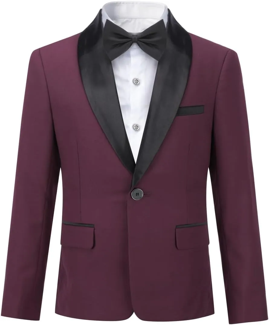 SWOTGdoby Boys Suits 2 Piece Slim Fit Suit Set Shawl Lapel Blazer Tux Jacket Pants Formal Dress Tuxedo Suits for Boy
