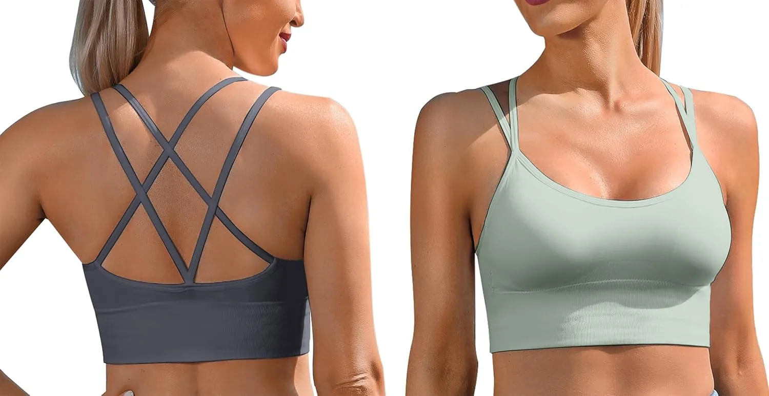 Sykooria 3 Pack Strappy Sports Bra for Women Sexy Crisscross for Yoga Running Athletic Gym Workout Fitness Tank Tops