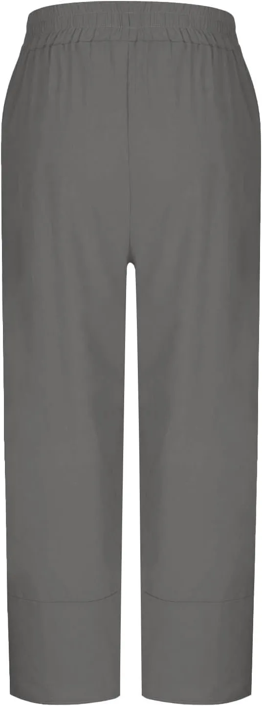 TANGNADE Women's Cotton Linen Pants for Summer Casual Palazzo Pant Straight Wide Leg Loose Beach Trouser Outfits
