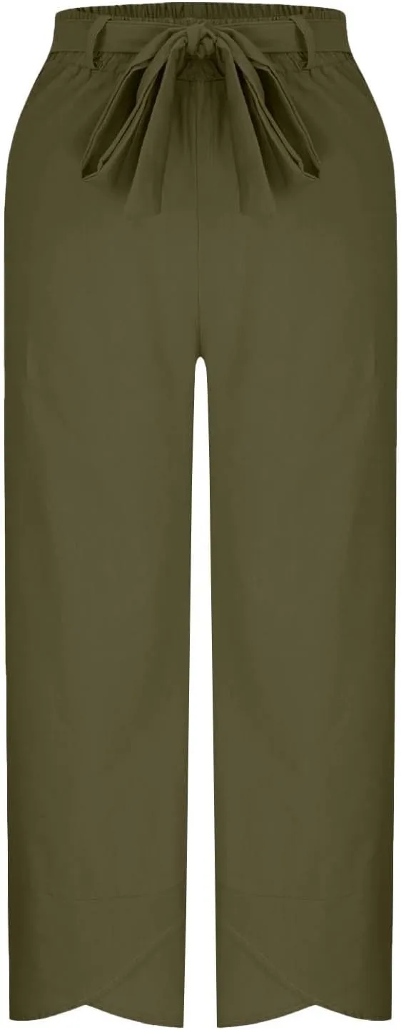 TANGNADE Women's Cotton Linen Pants for Summer Casual Palazzo Pant Straight Wide Leg Loose Beach Trouser Outfits