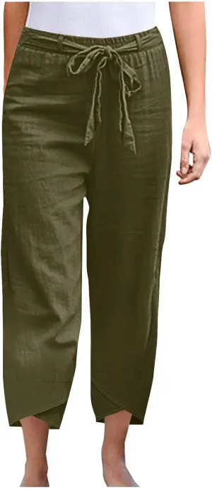 TANGNADE Women's Cotton Linen Pants for Summer Casual Palazzo Pant Straight Wide Leg Loose Beach Trouser Outfits
