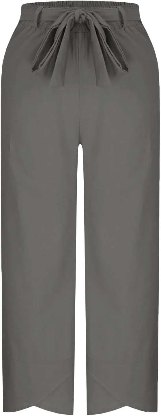 TANGNADE Women's Cotton Linen Pants for Summer Casual Palazzo Pant Straight Wide Leg Loose Beach Trouser Outfits