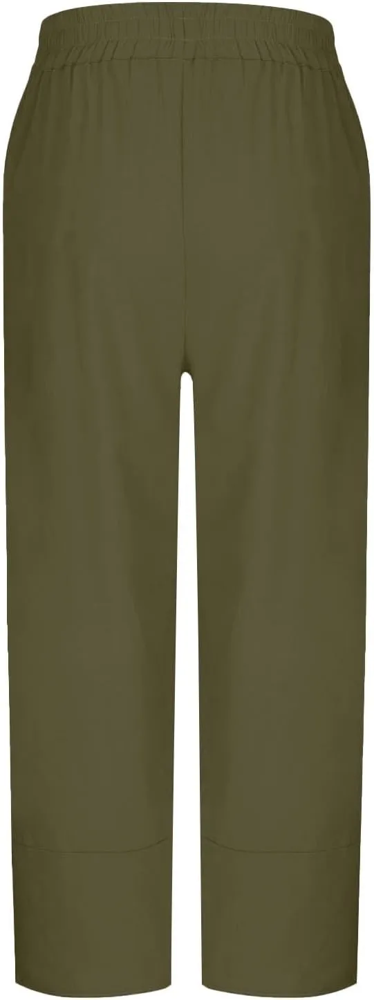TANGNADE Women's Cotton Linen Pants for Summer Casual Palazzo Pant Straight Wide Leg Loose Beach Trouser Outfits