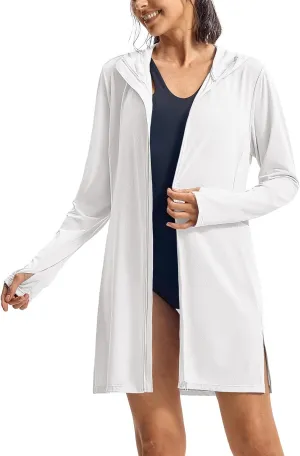 TBMPOY Women's Swim Cover Up UPF 50  Sun Protection Long Hoodie Jacket SPF Lightweight Beach Swimwear Coverups 2025