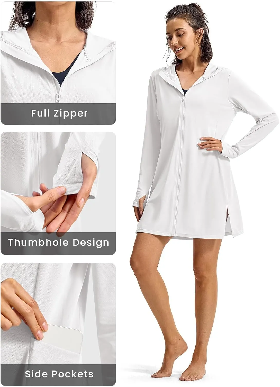 TBMPOY Women's Swim Cover Up UPF 50  Sun Protection Long Hoodie Jacket SPF Lightweight Beach Swimwear Coverups 2025