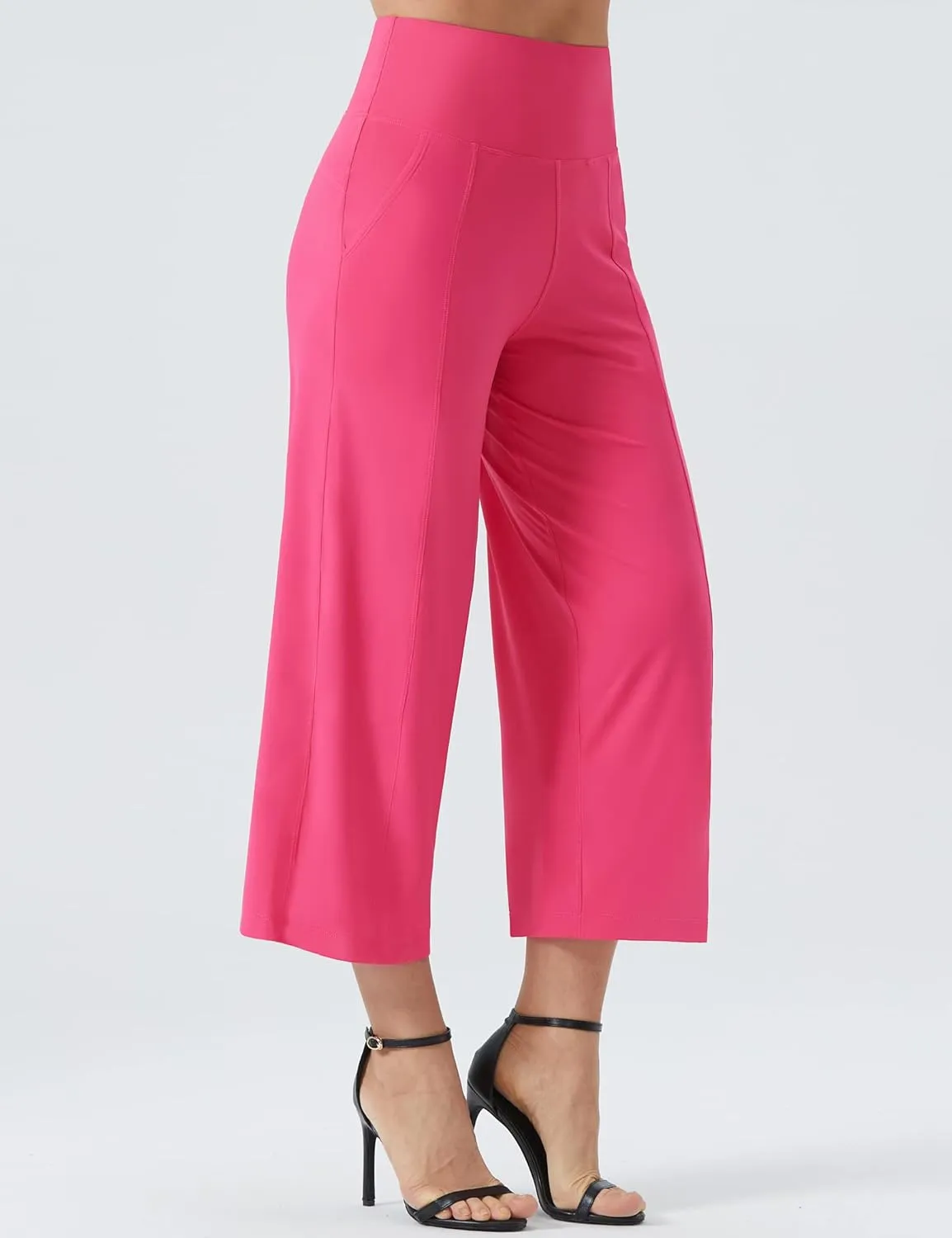 THE GYM PEOPLE Womens' Yoga Pants with Pockets and Tummy Control High Waist in Flare Crop