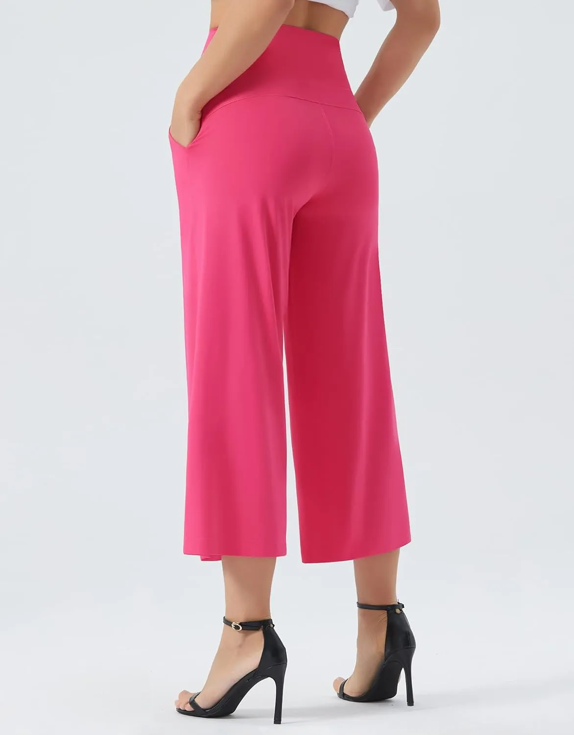 THE GYM PEOPLE Womens' Yoga Pants with Pockets and Tummy Control High Waist in Flare Crop