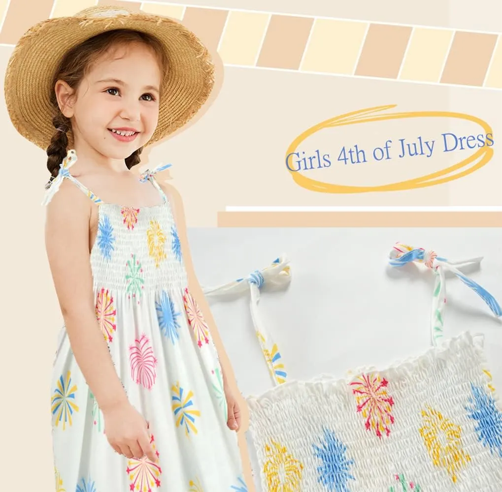 Toddler Girls American Flag Dress USA Stars Striped Kids Patriotic Summer Clothe 4th of July Outfit for Girl Party 2-7 Years