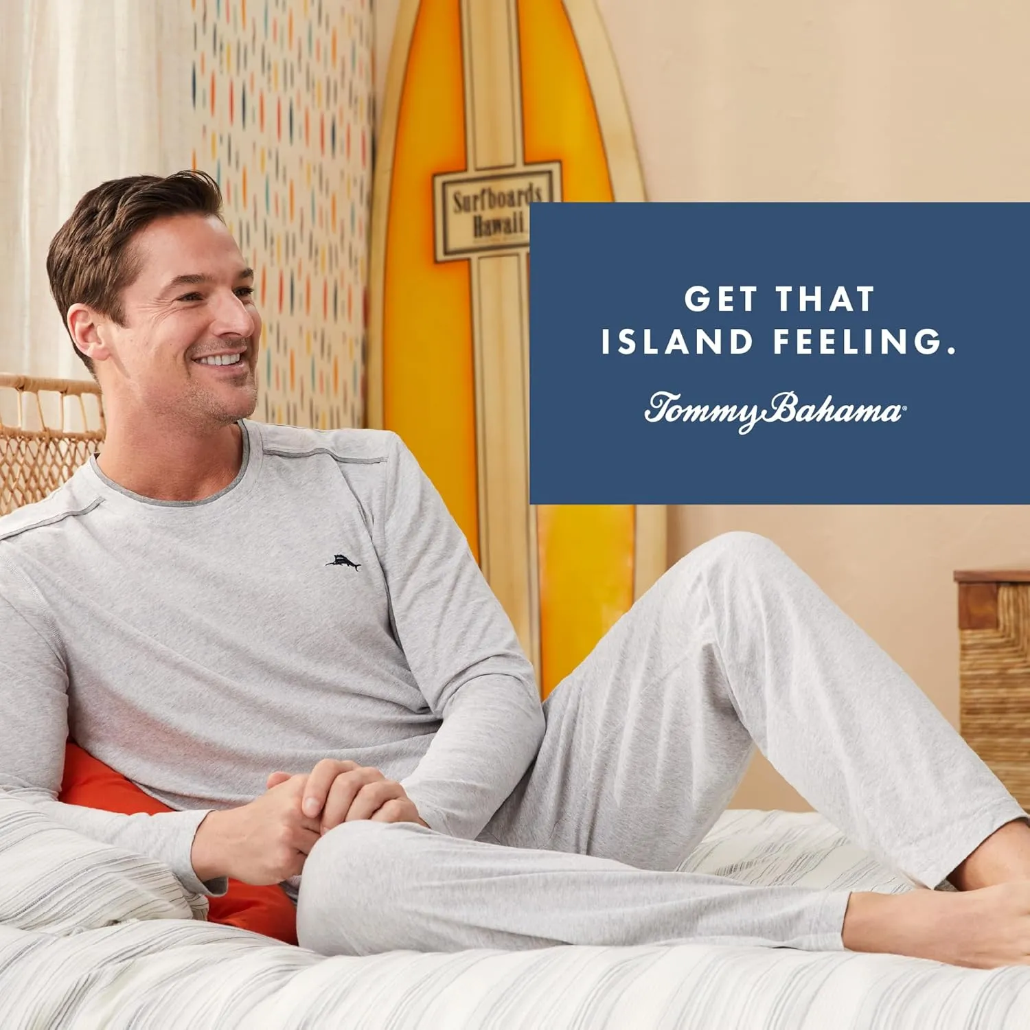 Tommy Bahama - Men's Essential Sleep Pant, Long Straight Leg Cotton Blend Pajama Pants for Sleep or Lounge