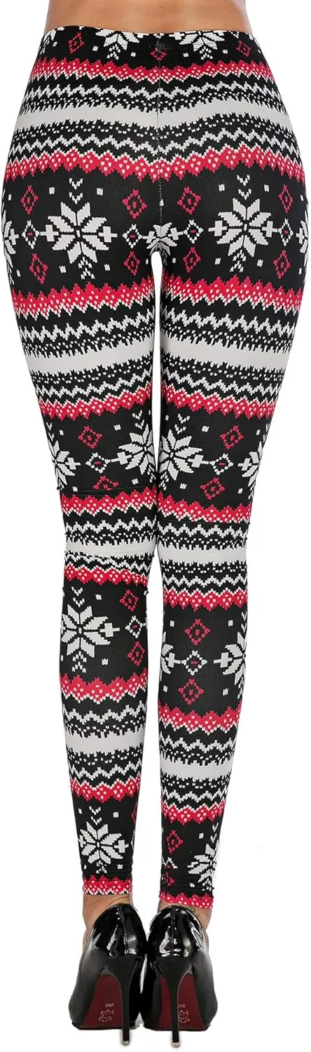 Uaderize Womens Ultra Soft Brushed Christmas Day Leggings Pants Ankle Length Black Deals Friday 2023 S-5XL