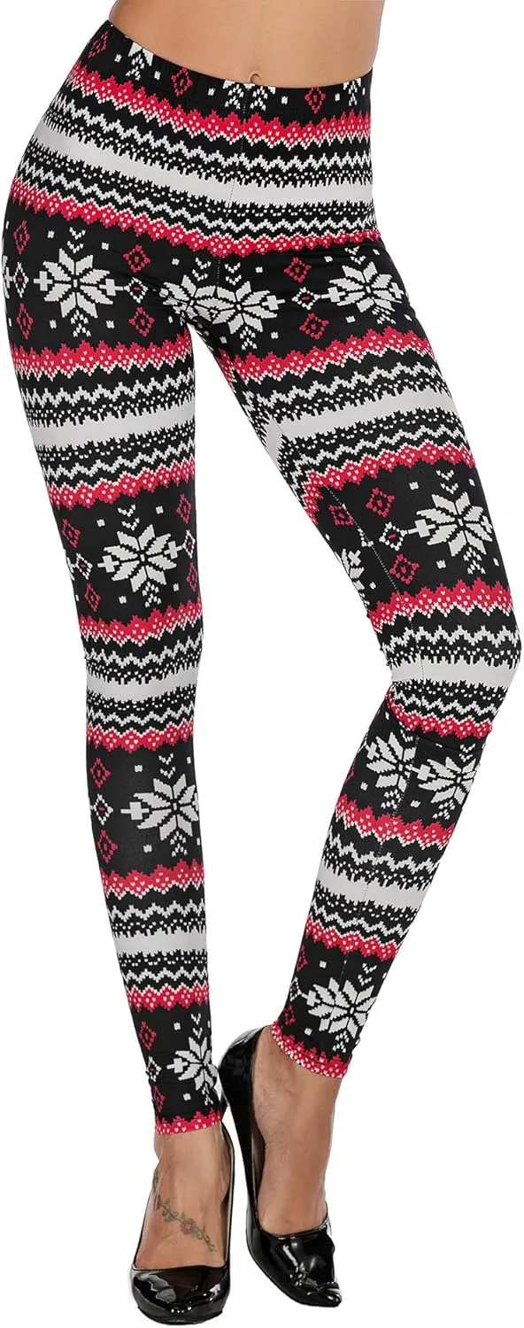 Uaderize Womens Ultra Soft Brushed Christmas Day Leggings Pants Ankle Length Black Deals Friday 2023 S-5XL