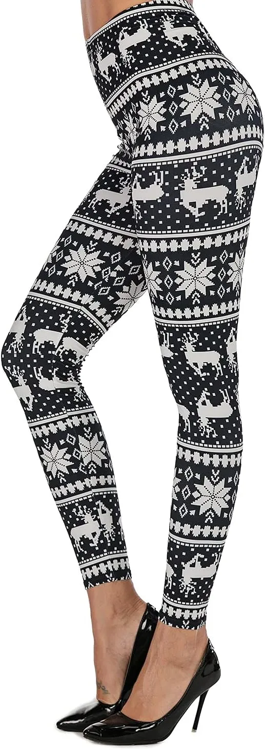 Uaderize Womens Ultra Soft Brushed Christmas Day Leggings Pants Ankle Length Black Deals Friday 2023 S-5XL
