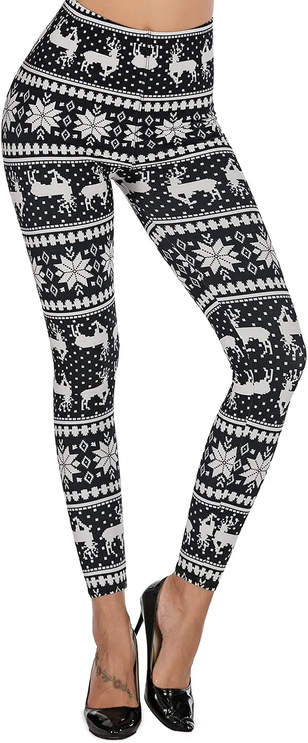 Uaderize Womens Ultra Soft Brushed Christmas Day Leggings Pants Ankle Length Black Deals Friday 2023 S-5XL