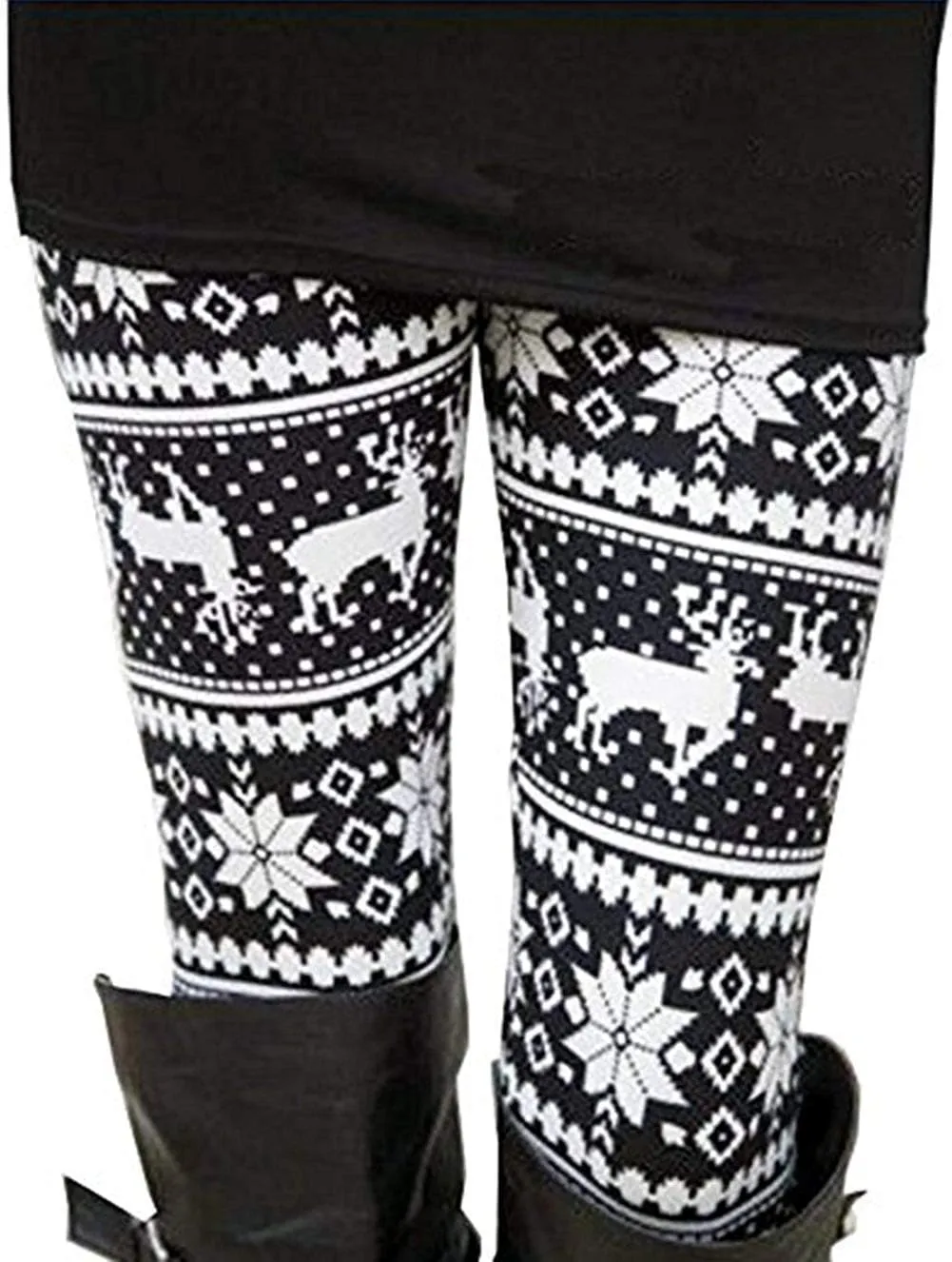 Uaderize Womens Ultra Soft Brushed Christmas Day Leggings Pants Ankle Length Black Deals Friday 2023 S-5XL