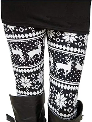 Uaderize Womens Ultra Soft Brushed Christmas Day Leggings Pants Ankle Length Black Deals Friday 2023 S-5XL
