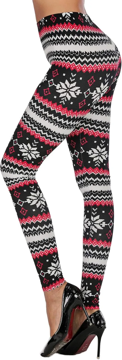 Uaderize Womens Ultra Soft Brushed Christmas Day Leggings Pants Ankle Length Black Deals Friday 2023 S-5XL