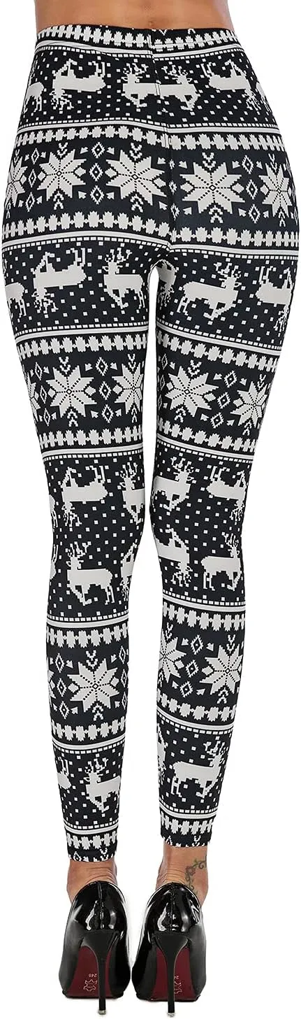Uaderize Womens Ultra Soft Brushed Christmas Day Leggings Pants Ankle Length Black Deals Friday 2023 S-5XL